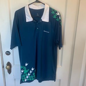 Men’s Oakley large embroidered polo shirt navy blue and green